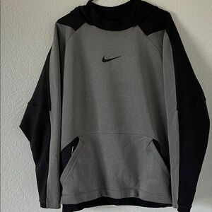 Nike Men’s Dri Fit Hoodie XXL Gray Black Colorblock Soft Athletic Roomy Pullover